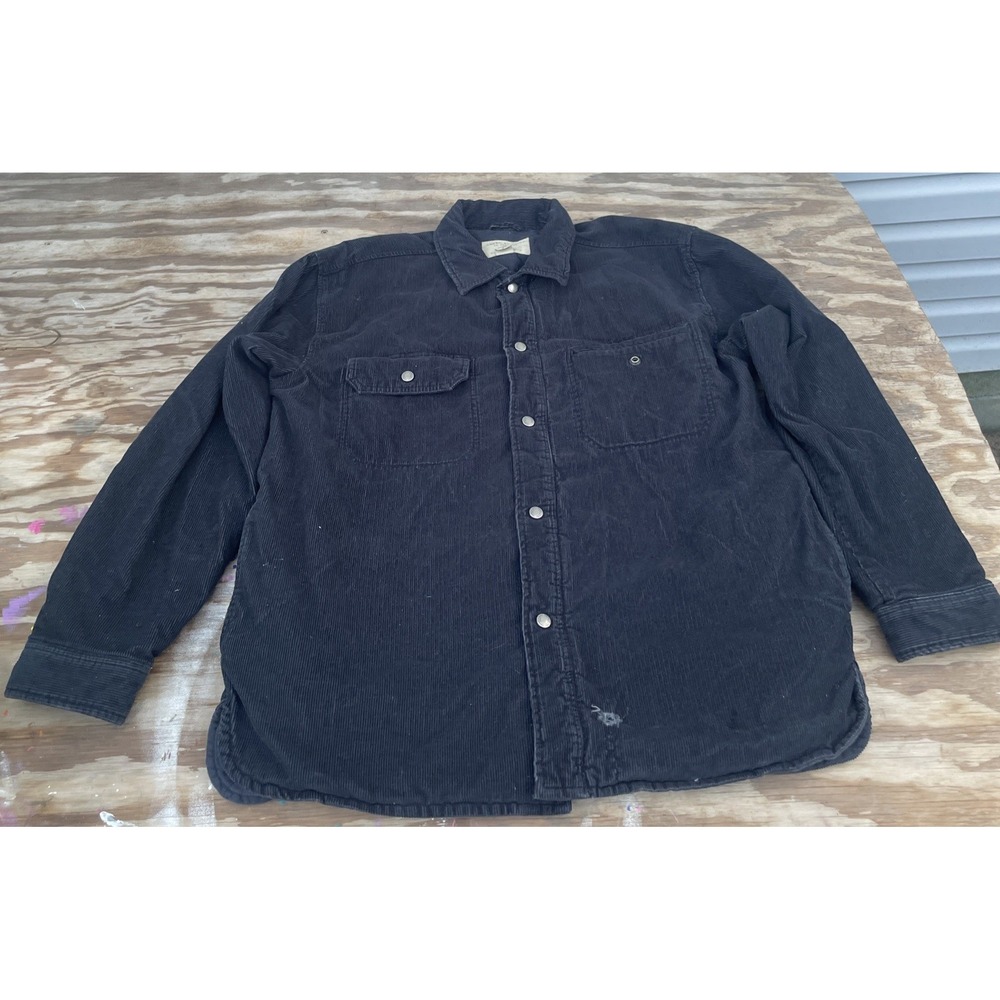 Y2K American Eagle Men's  Quilted Lined Corduroy Shacket Size Large Black